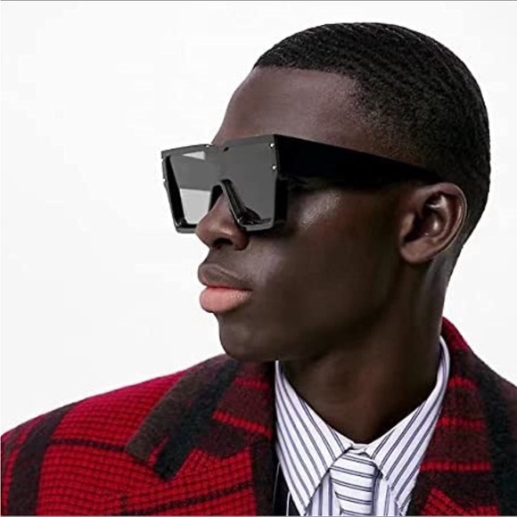 - Oversized BLACK Sunglasses for MEN Trendy Square STYLE *NEW* - Picture 1 of 6